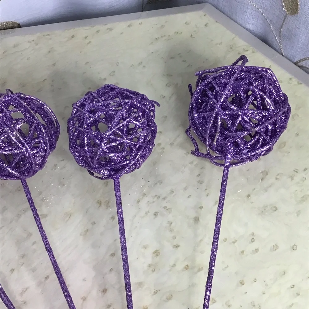 Purple Glitter Vase Decorative Sticks